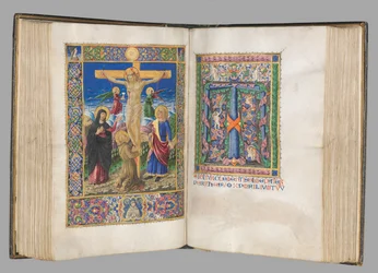 Missale : Fol. 185v : Crucifixion avec bordures pleine page, 1469