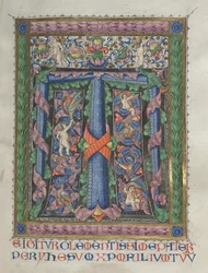 Missale : Fol. 186 : Initiale décorée T[e igitur] pleine page, 1469