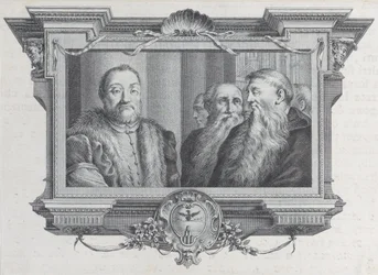 Trois hommes barbus, l