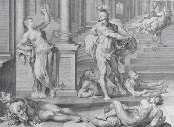 Planche 10 : Ulysse oblige Circé à rendre à ses compagnons leur forme humaine