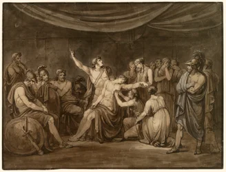 Achille jure de venger Patrocle mort, tué par Hector