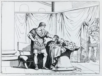 Mort de Piso, gravure par Bartolomeo Pinelli (1781-1835), de Istoria dell