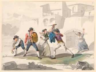 Dessin, Une dispute domestique à Tivoli, 1807-08