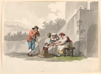 Dessin, Une famille de paysans dans la Campagne, 1807-08