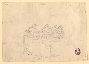 Dessin, trois femmes en train de laver, 1800-25