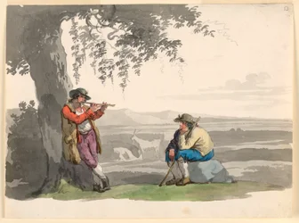 Dessin, Deux bergers dans la Campagne, 1807-08