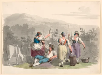 Dessin, Vintage dans les montagnes près de Rome, 1807-08
