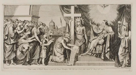 Rome conduit le peuple romain à Pie VII après son retour à Rome en 1814