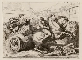 Tullia roulant sur le cadavre de son père (gravure)