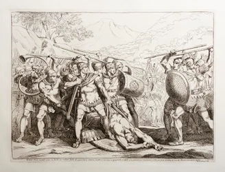 Valerius Corvus, ayant tué en duel un soldat gaulois de taille gigantesque, alors qu