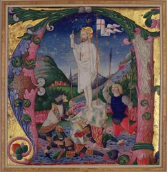 Initiale historiée A représentant la Résurrection du Christ, École lombarde