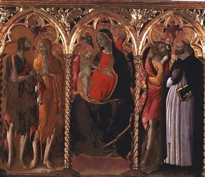 Triptyque : Madone et Enfant (panneau central) avec Saint Jean-Baptiste, Sainte Marie-Madeleine, Saint Christophe et Saint Dominique