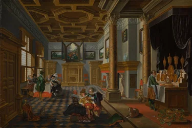 Intérieur Renaissance avec banqueteurs, vers 1618-1622