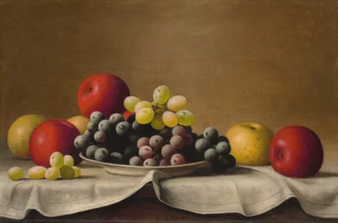 Nature morte, pommes, raisins, s.d. (huile sur toile)