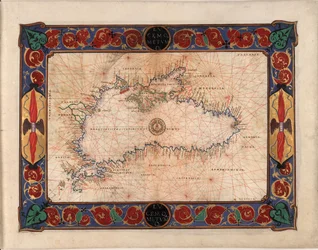 Carte de la mer Noire incluant une partie de la Roumanie, de la Bulgarie, de la Turquie, de l