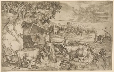 Paysage avec bétail