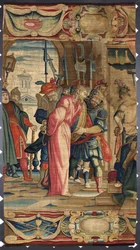 Christ et Ponce Pilate. Tapisserie des manufactures de Bruxelles. 16ème siècle, Gênes, Musei di Strada Nuova
