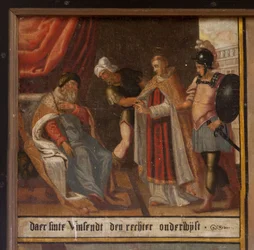 Chapelle Maarke. Intérieur. Peinture. Le martyre de Saint Vincent. 19e siècle. (détail)