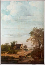 Deuxième salle arrière, salle de réunion, fresques avec scènes rurales de style classique, probablement vers 1810, scène 7