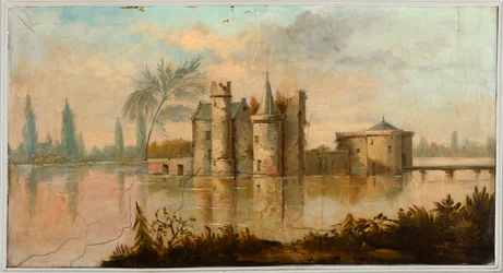 Deuxième salle arrière, salle de réunion, fresques avec scènes rurales de style classique, probablement vers 1810, scène 4