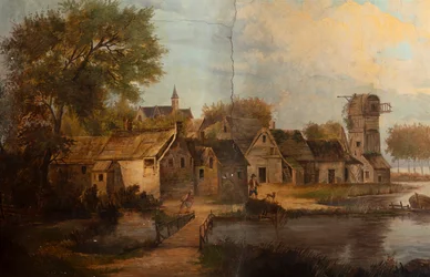 Deuxième salle arrière, salle de réunion, fresques avec scènes rurales de style classique, probablement vers 1810, scène 3
