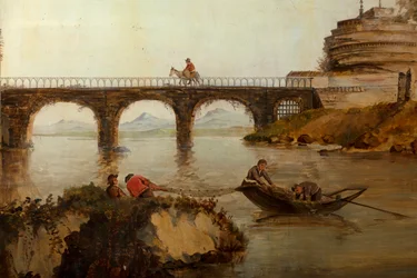 Deuxième salle arrière, salle de réunion, fresques avec scènes rurales de style classique, probablement vers 1810, scène 2