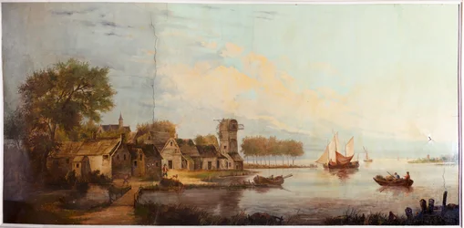 Deuxième salle arrière, salle de réunion, fresques avec scènes rurales de style classique, probablement vers 1810, scène 3