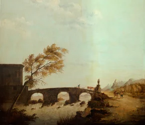 Deuxième salle arrière, salle de réunion, fresques avec scènes rurales de style classique, probablement vers 1810, scène 1