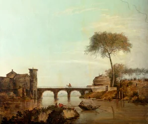 Deuxième salle arrière, salle de réunion, fresques avec scènes rurales de style classique, vers 1810, scène 2