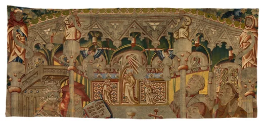 Fragment de tapisserie, représentant Un Miracle du Saint Sacrement, réalisé à Tournai, Belgique