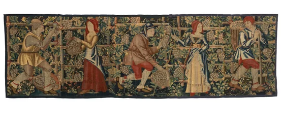 Fragment de tapisserie représentant des vendangeurs