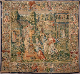 Les dons de Pomone, nymphe des fruits. Tapisserie des manufactures de Bruxelles. 16ème siècle, Gênes, Musei di Strada Nuova