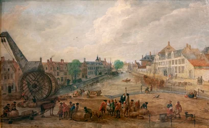 Vue de Gand Lievekaai et Augustijnenkaai avec une grue en bois, copie d