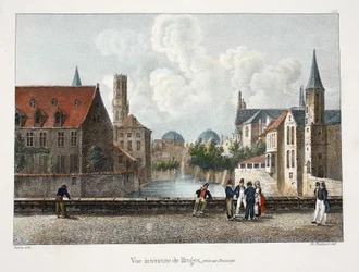 Vue intérieure de Bruges, vers 1895