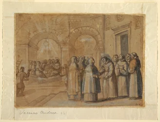Dessin, Rencontre des saints François et Clara, vers 1630