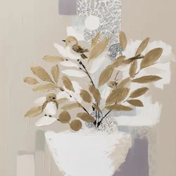 Feuilles dorées et oiseaux