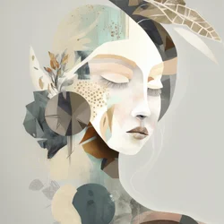 Femme sereine et abstraite