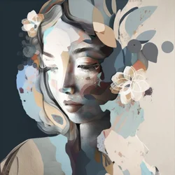 Femme sereine aux fleurs
