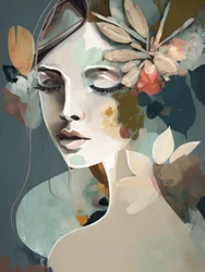 Femme sereine aux fleurs