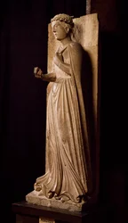 Printemps, sculpture du Cycle des Saisons, par Bénédict Antelami (1178-1233), Baptistère de Parme, Émilie-Romagne, Italie