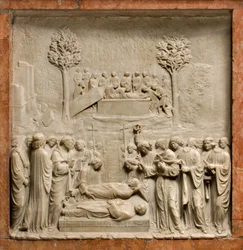 Crypte, Arche des Saints Marcellin et Pierre Exorciste, Benedetto Briosco 1506-08, Enterrement des Saints Marcellin et Pierre