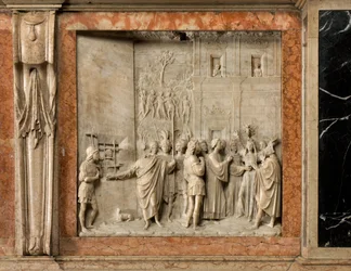 Crypte, Arche des Saints Marcellin et Pierre Exorciste, Benedetto Briosco 1506-08, Saint Pierre libère Pauline du démon