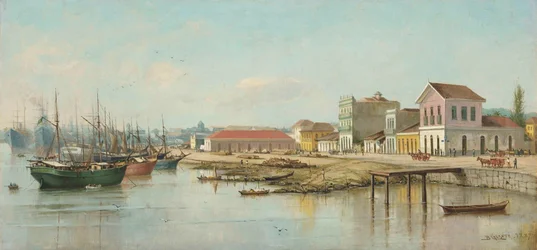 Benedito Calixto - Porto do Bispo, Santos, SP, vue de la mer, 1887