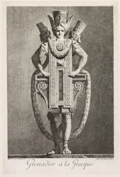 Mascarade à la Grecque: Grenadier à la Grecque, Planche 3, 1771