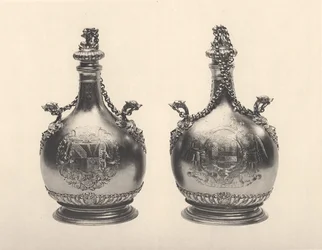 Paire de flacons de pèlerin de Guillaume III, vers 1690 (argent doré)