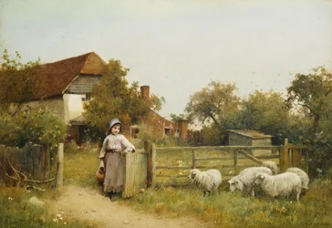 Jeune Fille avec Moutons, près d