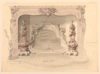 Dessin, grille en fonte, vers 1840