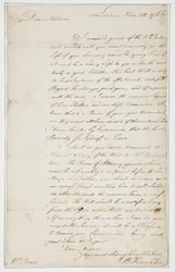 Lettre autographe à Mme Ann Penn, Londres, 20 novembre 1766