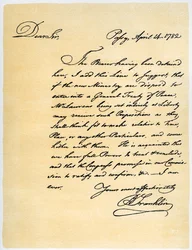 Lettre de Benjamin Franklin à David Hartley MP, 14 avril 1782