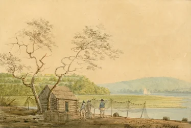 Vue depuis le quai du Packet à Frenchtown regardant vers Elk Creek, 1806